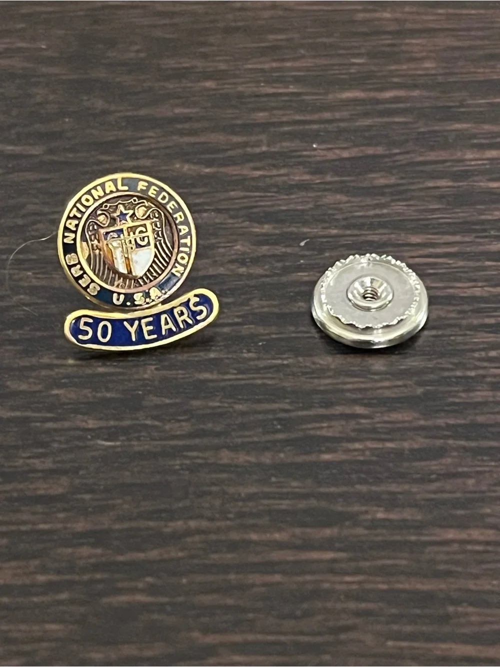 VINTAGE 10K Gold Serb National Federation 50 Years Lapel Pin Enamel Badge